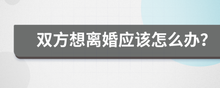 双方想离婚应该怎么办？