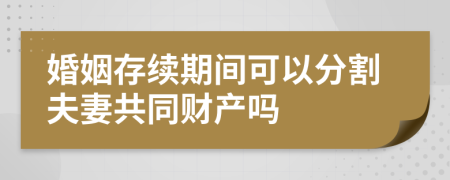 婚姻存续期间可以分割夫妻共同财产吗