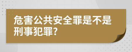 危害公共安全罪是不是刑事犯罪?