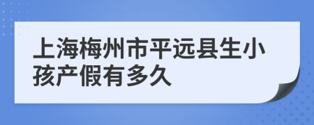 上海梅州市平远县生小孩产假有多久