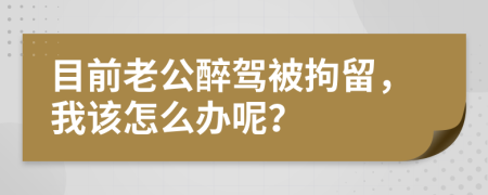 目前老公醉驾被拘留，我该怎么办呢？