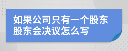 如果公司只有一个股东股东会决议怎么写
