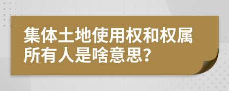 集体土地使用权和权属所有人是啥意思？