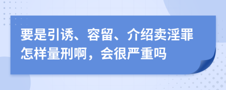 要是引诱、容留、介绍卖淫罪怎样量刑啊，会很严重吗