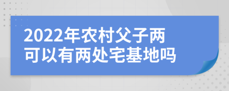 2022年农村父子两可以有两处宅基地吗