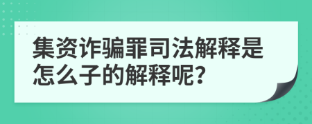 集资诈骗罪司法解释是怎么子的解释呢？