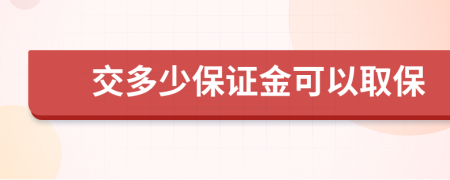 交多少保证金可以取保