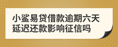 小鲨易贷借款逾期六天延迟还款影响征信吗