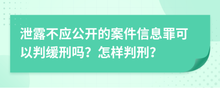 泄露不应公开的案件信息罪可以判缓刑吗？怎样判刑？