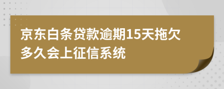 京东白条贷款逾期15天拖欠多久会上征信系统