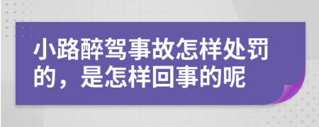 小路醉驾事故怎样处罚的，是怎样回事的呢