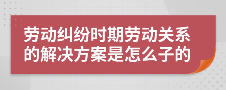 劳动纠纷时期劳动关系的解决方案是怎么子的