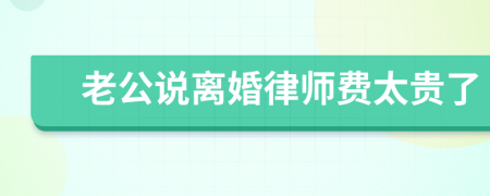 老公说离婚律师费太贵了