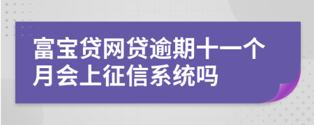 富宝贷网贷逾期十一个月会上征信系统吗