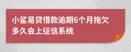 小鲨易贷借款逾期6个月拖欠多久会上征信系统