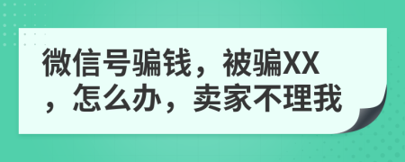 微信号骗钱，被骗XX，怎么办，卖家不理我