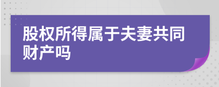 股权所得属于夫妻共同财产吗