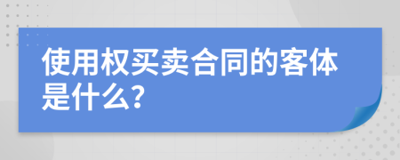 使用权买卖合同的客体是什么？