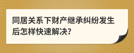 同居关系下财产继承纠纷发生后怎样快速解决？