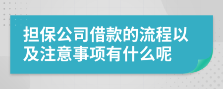 担保公司借款的流程以及注意事项有什么呢