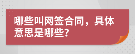 哪些叫网签合同，具体意思是哪些？