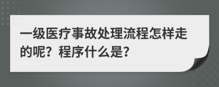 一级医疗事故处理流程怎样走的呢？程序什么是？