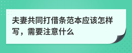 夫妻共同打借条范本应该怎样写，需要注意什么