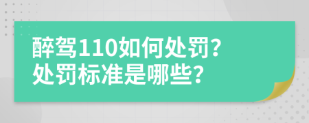 醉驾110如何处罚？处罚标准是哪些？