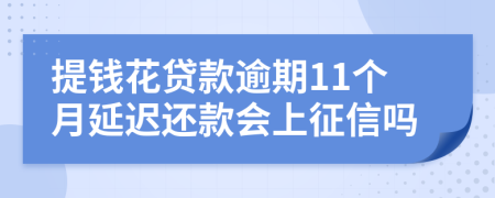 提钱花贷款逾期11个月延迟还款会上征信吗