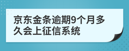 京东金条逾期9个月多久会上征信系统