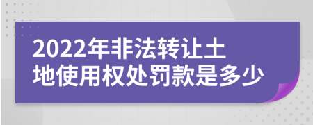 2022年非法转让土地使用权处罚款是多少