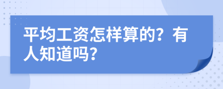 平均工资怎样算的？有人知道吗？