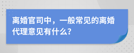 离婚官司中，一般常见的离婚代理意见有什么？