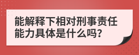 能解释下相对刑事责任能力具体是什么吗？