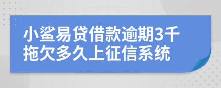 小鲨易贷借款逾期3千拖欠多久上征信系统