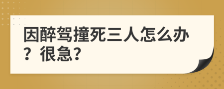 因醉驾撞死三人怎么办？很急？