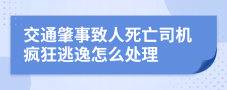 交通肇事致人死亡司机疯狂逃逸怎么处理