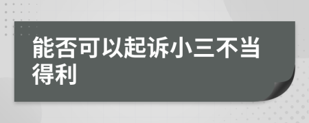 能否可以起诉小三不当得利