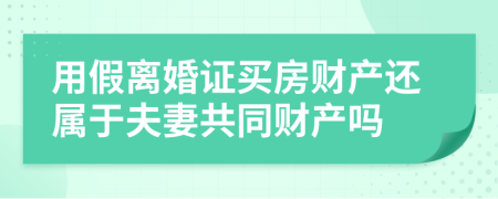 用假离婚证买房财产还属于夫妻共同财产吗