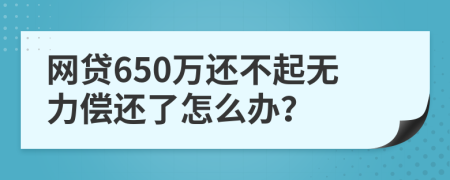 网贷650万还不起无力偿还了怎么办？