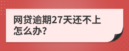 网贷逾期27天还不上怎么办？