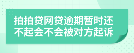 拍拍贷网贷逾期暂时还不起会不会被对方起诉