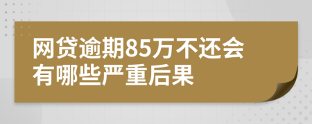 网贷逾期85万不还会有哪些严重后果