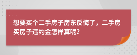 想要买个二手房子房东反悔了，二手房买房子违约金怎样算呢？