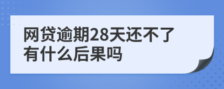 网贷逾期28天还不了有什么后果吗