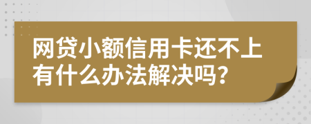 网贷小额信用卡还不上有什么办法解决吗？