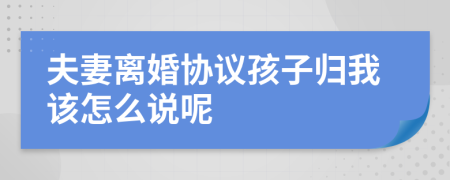 夫妻离婚协议孩子归我该怎么说呢