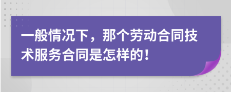 一般情况下，那个劳动合同技术服务合同是怎样的！