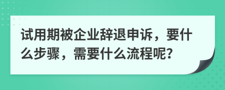 试用期被企业辞退申诉，要什么步骤，需要什么流程呢？