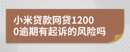 小米贷款网贷12000逾期有起诉的风险吗